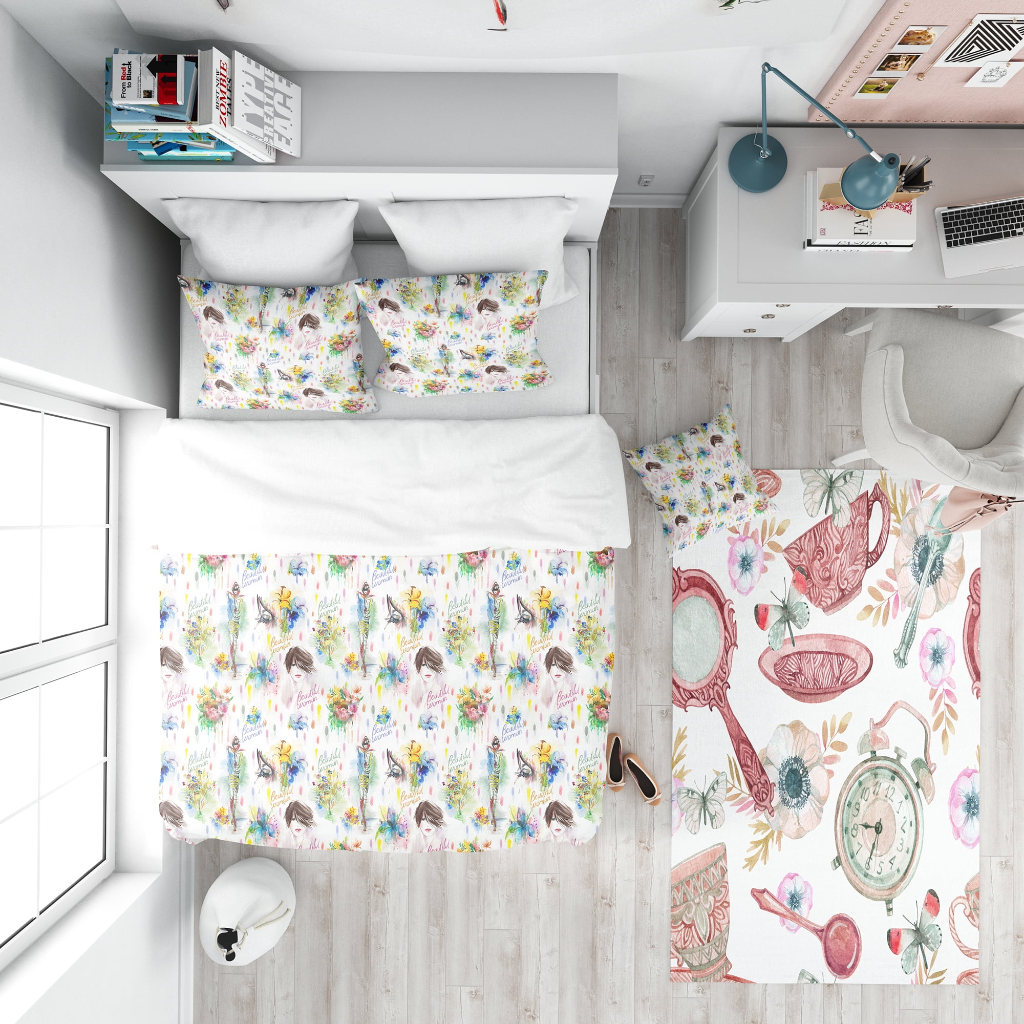 Designart 'Beauty and Fashion Pattern' Modern Teen Duvet Cover Set