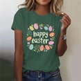 thumbnail image 2 of Maqroz Happy Easter Shirt for Women Cute Easter Eggs Graphic Tees Round Neck Short Sleeve T-shirt Casual Loose Tops, 2 of 7
