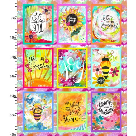 Joy Blooms Panel Cotton Fabric