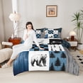 thumbnail image 4 of Feelyou Farmhouse Bear Animal Full Size Comforter Sets, Blue Check Patchwork Bedding Comforter Set, Jungle Pine Tree Plant Reversible Bedding Sets, Lightweight Room Decor, 3 Pieces, 4 of 8