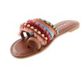 thumbnail image 3 of Top Moda Women's Flat Bohemian Tribal Style Sandal with Fringe and Faux Stones, 3 of 4