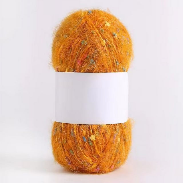 Zhuge Rollo de 50 g de hilos de mohair con puntos de colores, hilo suave para tejer a mano, crochet, para bufandas, chales y manualidades, color naranja