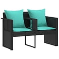thumbnail image 4 of vidaXL Garden Sofa with Cushion 8 pcs Black and Turquoise Poly Rattan, 4 of 6