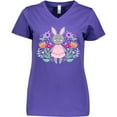 thumbnail image 3 of Inktastic Easter Scandinavian Bunny with Flowers Women's V-Neck T-Shirt, 3 of 5