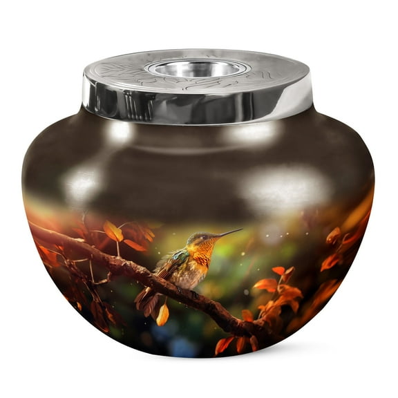 KARYLIZ Humming Bird Urn For Human Ashes - Large Urns For Ashes Adult Male - Memorial Cremation Urns For Women - Decorative Ash Holder - Unique Gifts For Ashes And Memories - Burial Urn 10 Inch