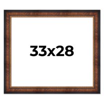 33x28 Frame Brown Walnut Gold Ornate Trim Solid Wood Plein Air Picture Frame | 3 Inch Moulding