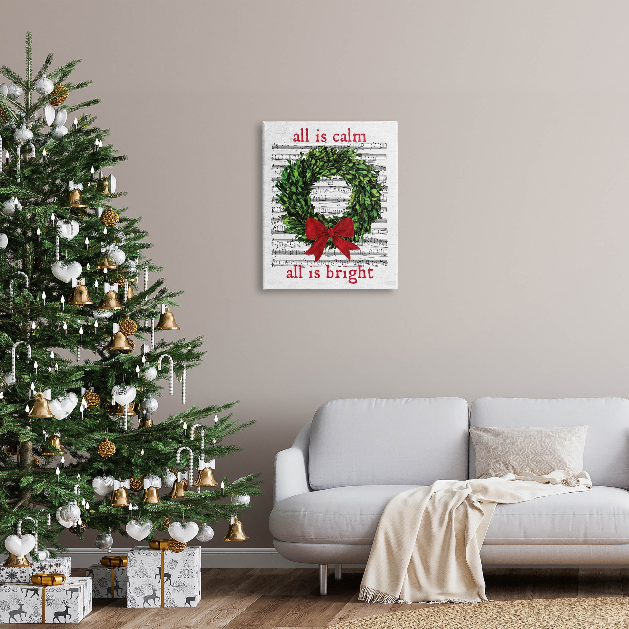 Stupell Industries All Is Calm Christmas Song Graphic Art Gallery Wrapped Canvas Print Wall Art, Design by Lettered and Lined