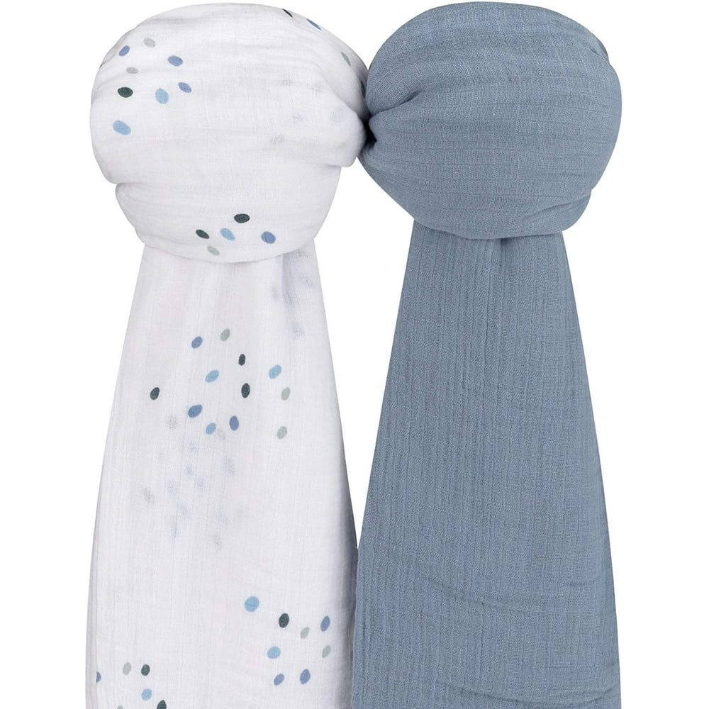 Ely's & Co. Cotton Muslin Swaddle Blanket 2Pack for Baby Boy— 100