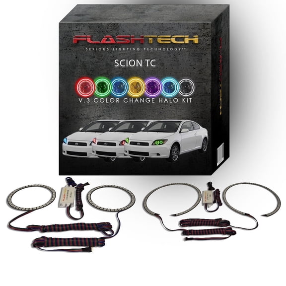 Flashtech RGB Multi Color Changing LED Halo Ring kit for 2008-2010 Scion TC Headlights