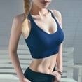 thumbnail image 2 of Wang6 Womens High Support Sports Bras Seamless Wireless Yoga Tops Racerback Padded Running Gym Fitness Cropped Tank Tops T Shirt Bra Blue XL, 2 of 4