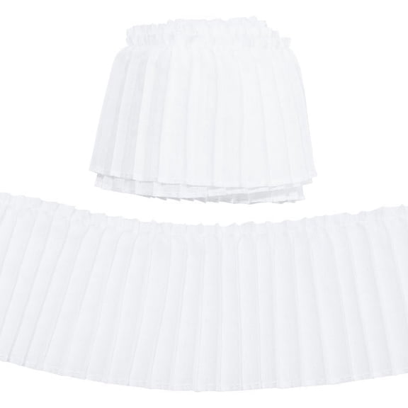 5 Yards Ruffled Lace Trims Ribbon 3-1/4 Inch Wide White Polyester Chiffon Fabric Lace Pleated Gathered Fabric Ribbon for Garment Extender and Craft Sewing Bridal Wedding Decorations White
