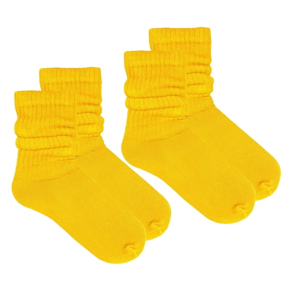COUVER Women's Cotton Stretch Crew Length Slouch Socks Gold 2 Pairs Size 9-11 (Womens)
