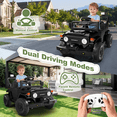 thumbnail image 2 of HHVEL 12V 7Ah Power-Wheels Jeep, Ride on Cars with Remote Control for Boys, 3 Speeds, Electric Cars for Kids 3-5, Spring Suspension, Bluetooth Music & LED Lights, Black, 2 of 7