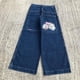 thumbnail image 1 of JNCO-pantalones vaqueros holgados para hombre y mujer, Pantalón ancho de cintura alta, Harajuku, Hip Hop, Retro, bordado con gráfico de calavera, 1 of 5