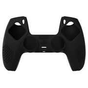 PlayVital Black 3D Studded Edition Anti-Slip Silicone Cover Skin for PS5 Controller, Soft Rubber Case Protector for PS5 Wireless Controller with 6 Black Thumb Grip Caps