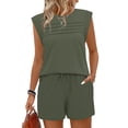 thumbnail image 4 of Lumtrix Women Summer Two Piece Lounge Short Sets 2026 Beach Vacation Travel Airport Outfits Comfy Fashion Sweatsuits Army Green S, 4 of 7