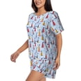 thumbnail image 2 of Lsque Sailboats And Seagulls Women's Short-Sleeved Pajama Set - 2 Piece Soft and Lightweight Sleepwear Set-Small, 2 of 7