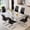 Table+6 Black Chairs, variant on StnTalk 5-Piece Dining Table Set for 4, Modern Kitchen Table Set with Marble-Look MDF Tabletop and 4 Upholstered Chairs, Rectangular Dining Room Table with Metal Legs