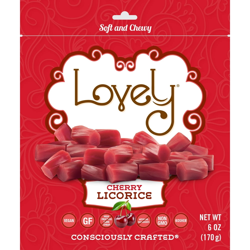 Lovely, Soft & Chewy Licorice Cherry Candy, 6 Oz , 12 Ct