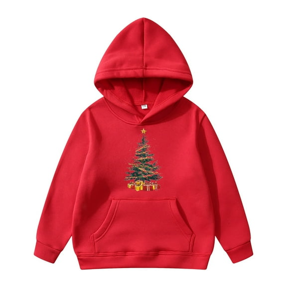 Christmas Hoodie for Children Christmas Graphic Hoodies Long Sleeve Sweatshirt Top with Pocket Oversized Hoodies Christmas Sweatshirts 7-8 Years