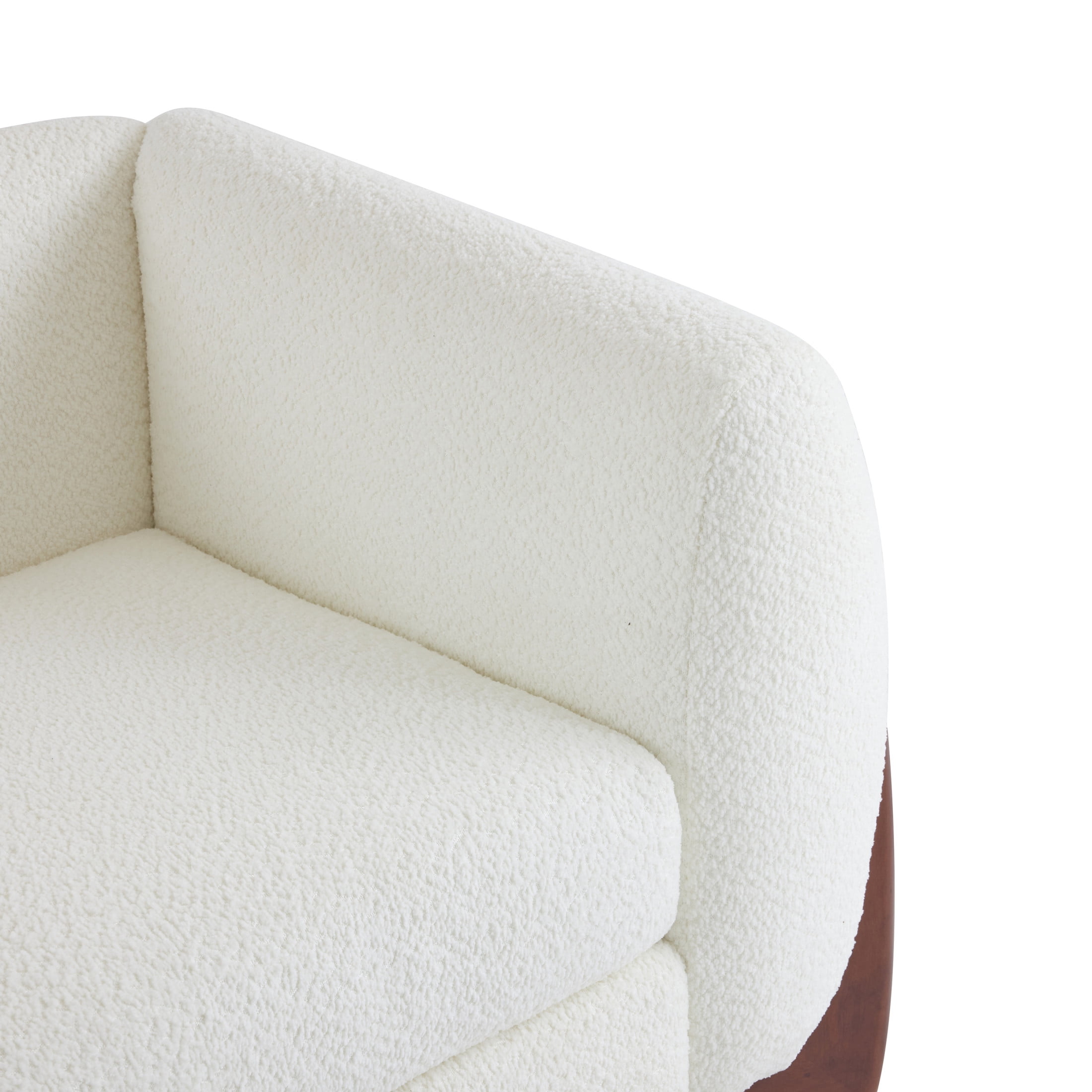 Nisant Modern Upholstered Boucle Loveseat, Birch Wood Frame, Beige + Brown