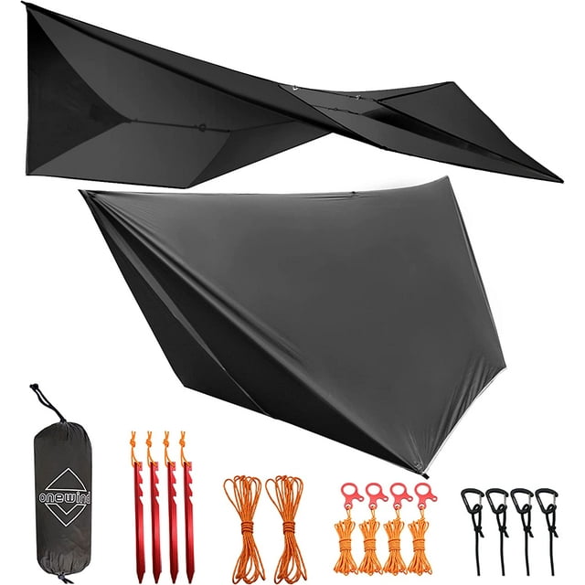 onewind Premium 12ft Hammock Rain Fly, Lightweight and Waterproof Camping Tarp with Complete Accessories. Easy to Setup with Carrying Case Included\u2026