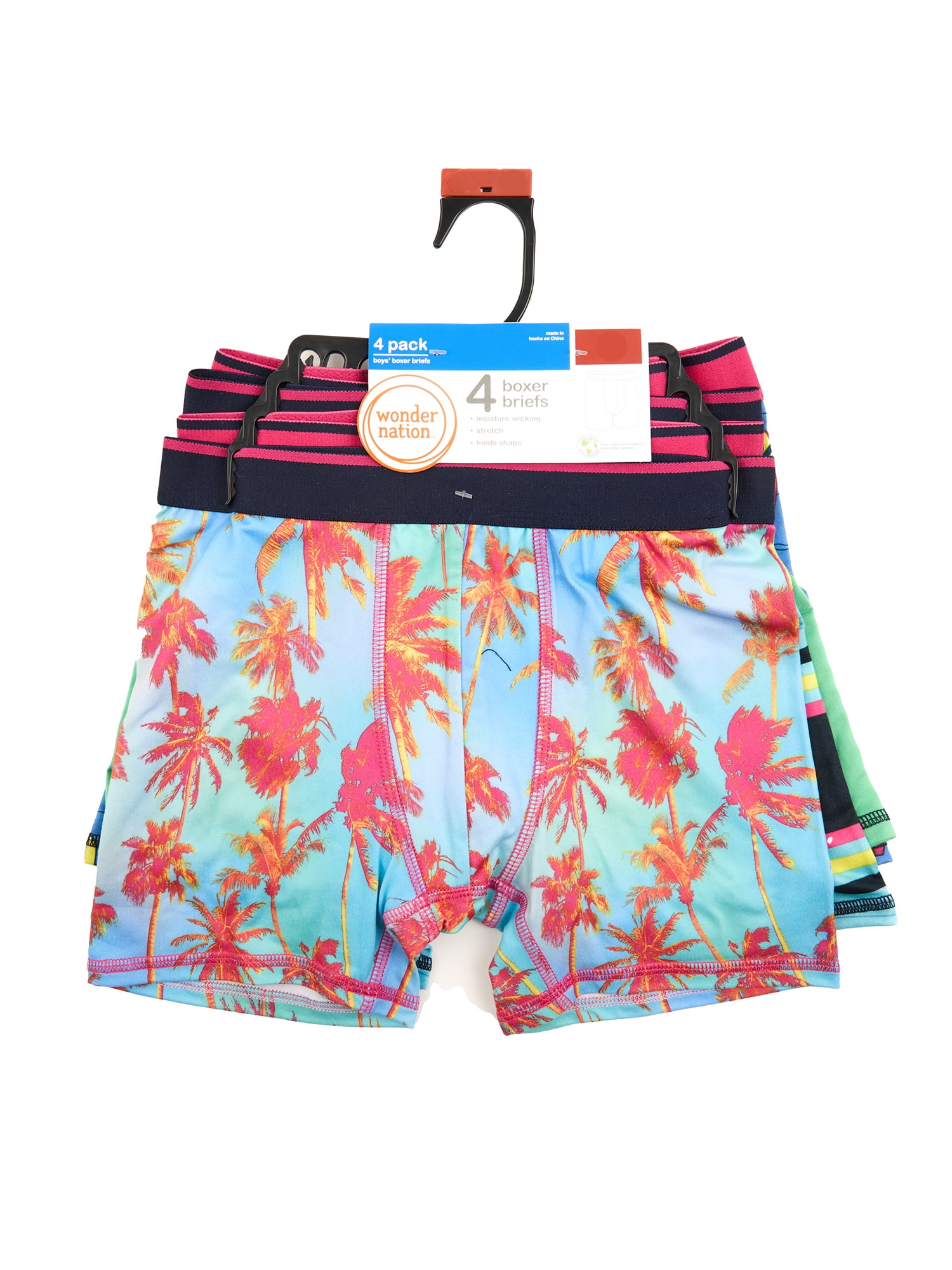 Wonder Nation Boys Boxer Brief Tropical Underwear, 4-Pack, Sizes S-XL