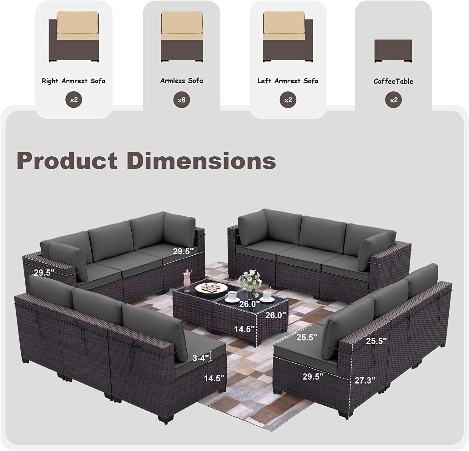 Vancouver 7 seater rattan garden sofa set new arrivals