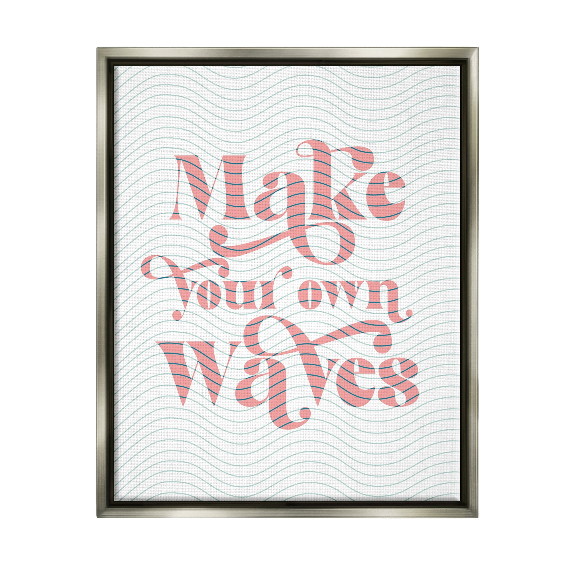Stupell Industries Make Your Own Waves Groovy Patterned Stripes Graphic Art Luster Gray Floating Framed Canvas Print Wall Art, Design by Daphne Polselli