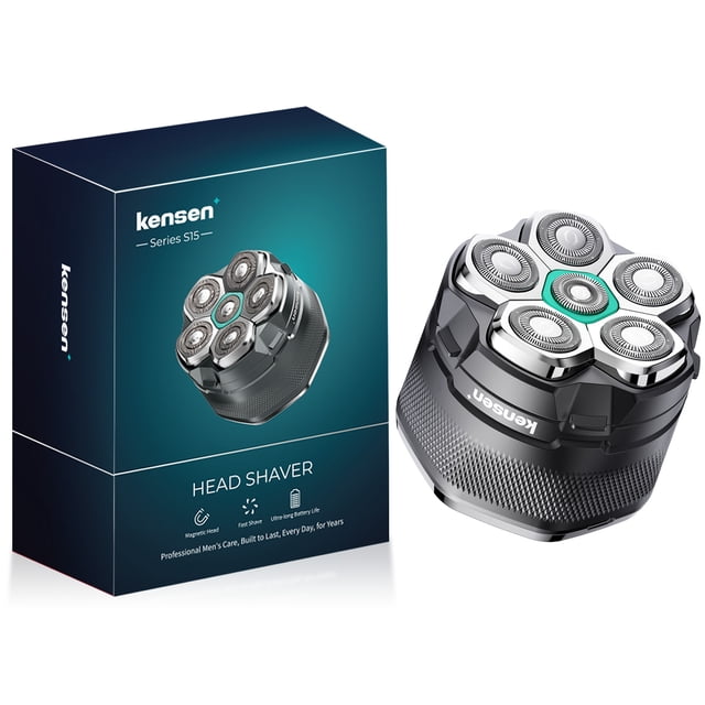 KENSEN-Afeitadora de cabeza eléctrica para hombres calvos, maquinilla de afeitar magnética 6D, recortadora de pelo, recargable por USB, pantalla LED, afeitadoras de barba impermeables