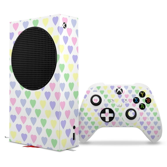 WraptorSkinz Skin Wrap compatible with the 2020 XBOX Series S Console and Controller Pastel Hearts on White (XBOX NOT INCLUDED)
