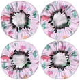 thumbnail image 2 of Shower Caps,Pink Cartoon Dinosaurs Cacti Pattern Waterproof Shower Cap for Women 4 Pieces,Double Reusable Hair Cover for Shower PEVA Elastic Stretch Hem, 2 of 7