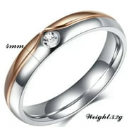 EOEMY 4/6mm Black/Rose Gold Band Men Women'S Stainless Steel Cz Couple Rings Size 5-12