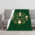 thumbnail image 2 of Durable Soft & Warm Flannel Blanket - Vintage Festive Design with Snowman & Golden Leaves Perfect for Sofa Travel Bed & Chair, 2 of 7