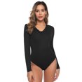 thumbnail image 6 of Purcoar Women's Bodysuit V-Neck Long Sleeves Shapewear Onesies Body Suit, 6 of 8