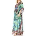 thumbnail image 3 of Sakkas Georgettina Flowy Rhinestone V Neck Long Caftan Dress / Cover Up - Turquosie / Black - One Size, 3 of 5