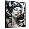 thumbnail image 2 of Designart "Black and White Cubist Woman Portrait I" Fashion Framed Wall Art - Glam Black Woman Living Room Framed Canvas Art, 2 of 6