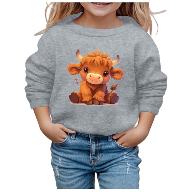 Couverture Portable pour Enfants, Sweat à Capuche Doux pour Filles, Automne et Hiver, Imprimé Vache Mignon, Col Rond, Manches Longues, Décontracté