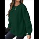 thumbnail image 1 of Sudadera de Gran Tamaño para Mujer, Cuello Redondo, Larga, Jersey de , Ropa de Moda de Otoño con Bolsillo Verde Oscuro XL, 1 of 6