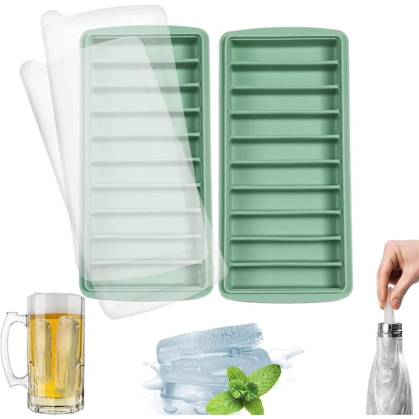 RV Juego de 2 Bandejas para Cubitos de Hielo de Silicona, Fácil Liberación, Apilables con Tapa, 10 Cavidades, Certificadas LFGB y Sin BPA, Ideales para Botellas Deportivas y de Agua. (juego de 2, gris) oso de fresa Electrónica
