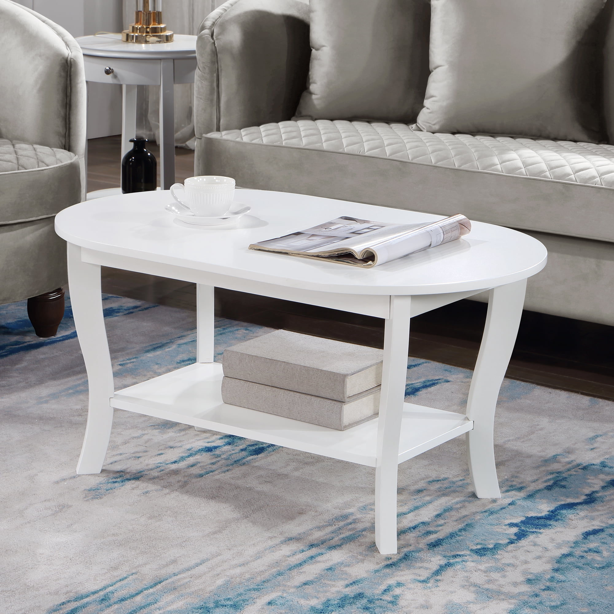 Convenience Concepts American Heritage Oval Coffee Table with Shelf ...