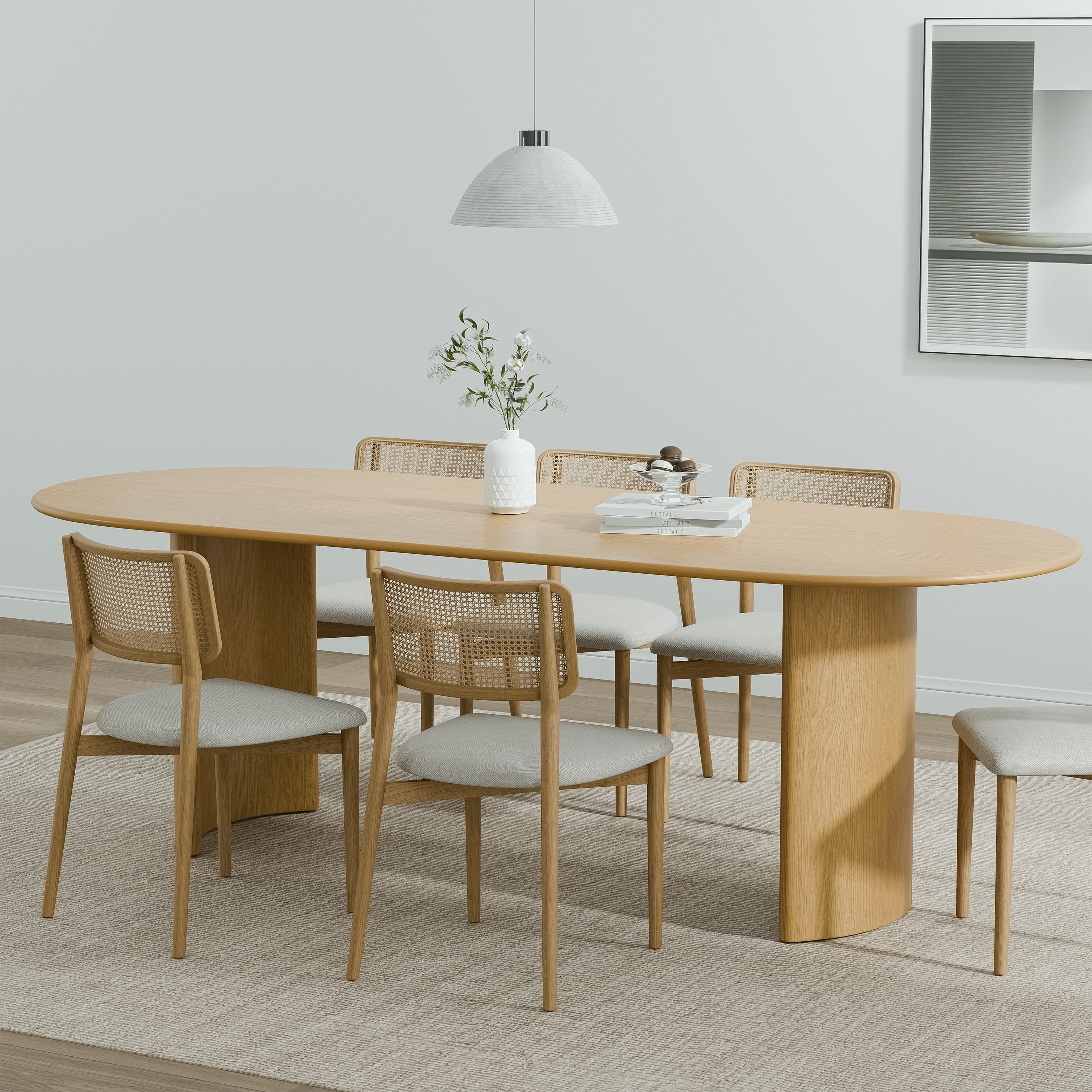 MAYEERTY 31x13 Modern Oval Extendable Dining Table with metal leg,Brown