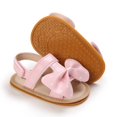 thumbnail image 3 of Uccdo Infant Baby Girls Bow Sandals Newborn Baby Summer PU Leather Open Toe Flats Shoes First Walkers 0-18M, 3 of 7