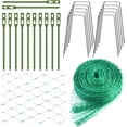 thumbnail image 1 of Red de protección para pájaros de malla para jardín, 4 x 10 m, color verde, con bridas y estacas para frutas y verduras, 1 of 5