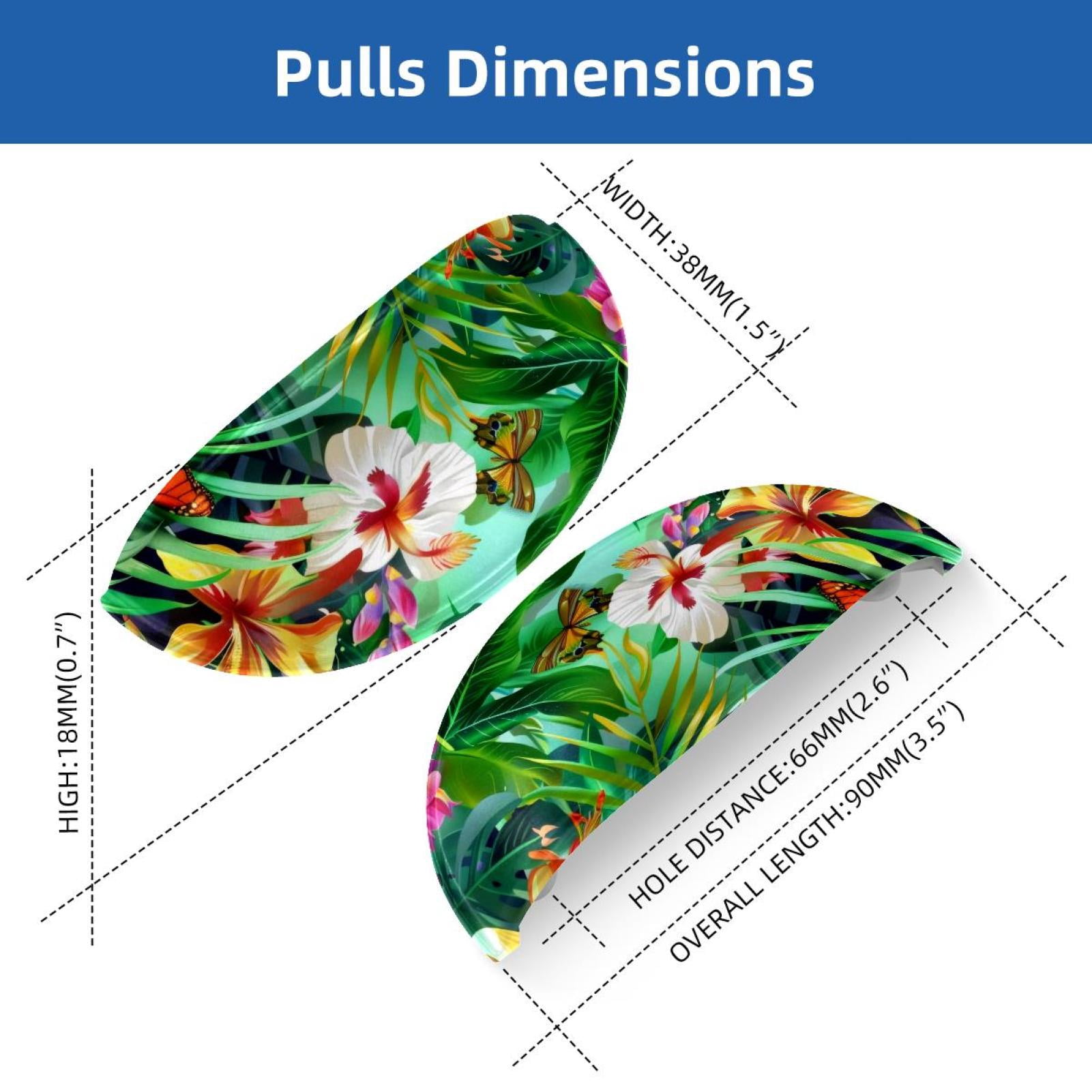 PhooArto 6 Pcs Cup Drawer Pulls, Tropical Leaves Flowers Butterfly Shell Shape Handles Cabinet Knobs for Dresser Cupboard Closet Wardrobe with Screws