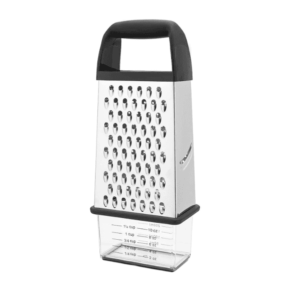 HKquanlin 4-Sided Box Grater, Stainless Steel Cheese Shredder with Measuring Cup, Black