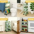 thumbnail image 4 of Pinksheep Slim Rolling Storage Cart, 4Tier Bathroom Organizer Utility Carts Shelving Unit with Wheels for Kitchen, Green, 4 of 7