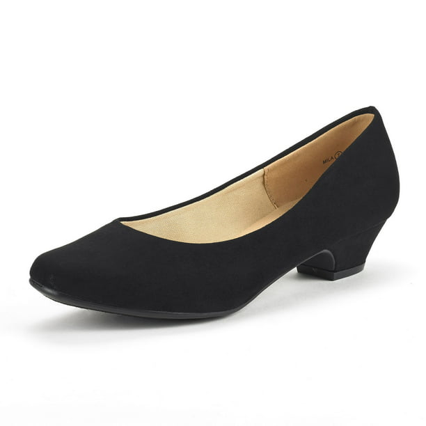 Dream Pairs Fashion Low Chunky Heel Pump Shoes On Round Toe Shoes Mila Black/Suede Size 9.5 - Walmart.com