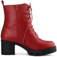 thumbnail image 7 of Unique Bargains Women's Lace-Up Round Toe Platform Chunky Heels Combat Boots, 7 of 7
