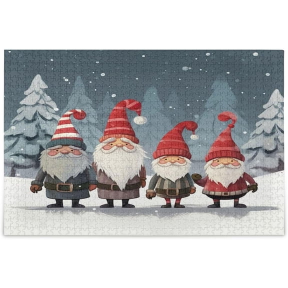 FREEAMG Christmas Gnome 1000 Piece Large Jigsaw Puzzle for Adults - Game Interesting Toys - Hand Made Puzzles Personalized Gift